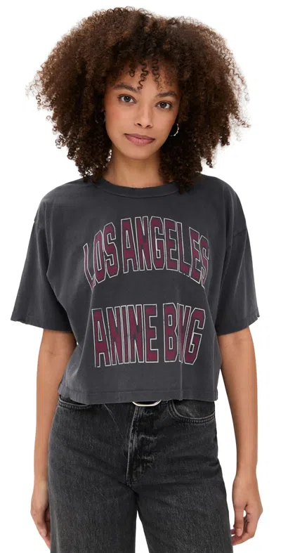 Anine Bing Black Washed Cropped Johnny T-shirt Women In Gray