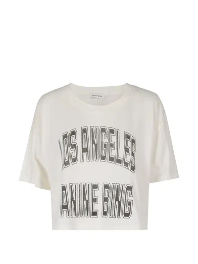Anine Bing Johnny Cropped T-shirt In Neutrals