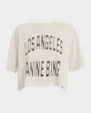 Anine Bing Johnny Logo-print Cropped T-shirt In Neutral