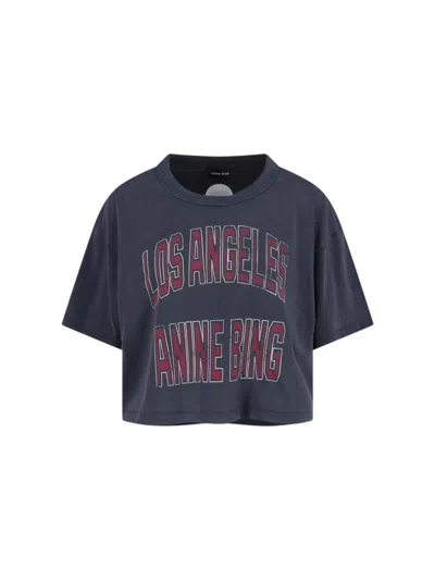 Anine Bing Black Washed Cropped Johnny T-shirt Women In Gray