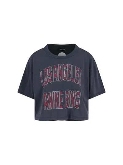 Anine Bing Black Washed Cropped Johnny T-shirt Women In Gray
