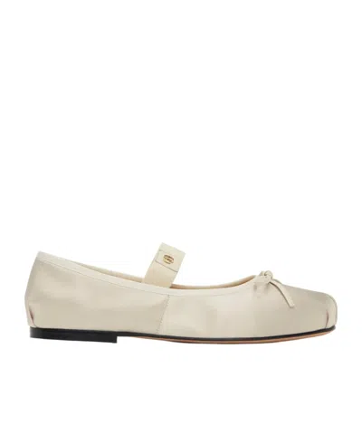 Anine Bing Jolie Satin-finish Ballerina Shoes In Neutral