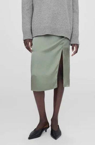 Anine Bing Jolin Silk Midi Skirt In Green