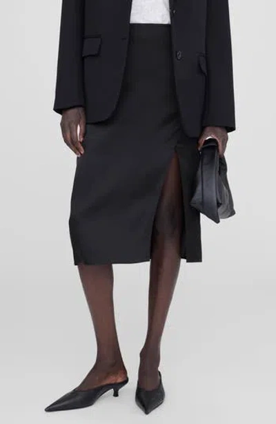 Anine Bing Jolin Silk Midi Skirt In Black