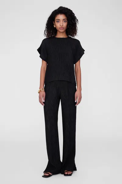 Anine Bing Jollie Top In Black Crinkle