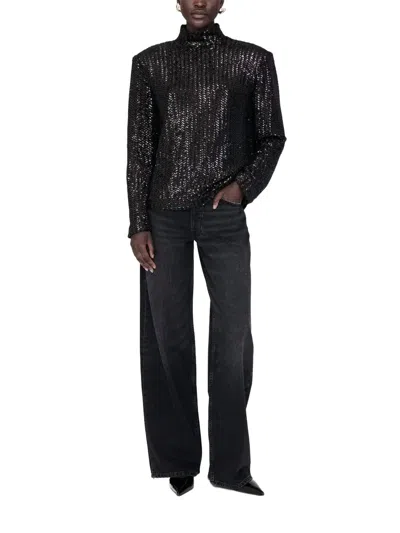 Anine Bing Josephine Top In Black Sequin