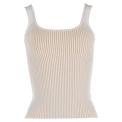 Anine Bing Josie Ribbed Knit Tank Top In Beige Rayon In Neutral