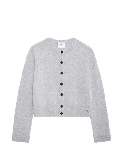 Anine Bing Joye Button-up Cardigan In Gray