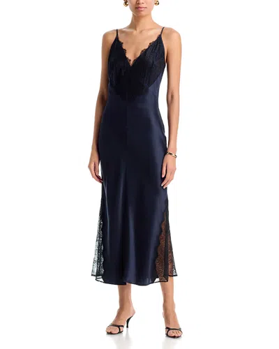 Anine Bing Judy Lace Panel Slip Dress In Blue