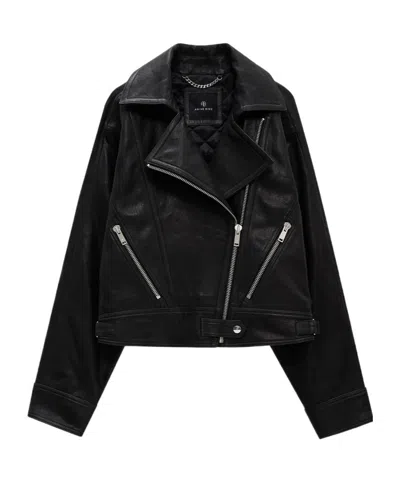 Anine Bing Julie Leather Jacket In Black