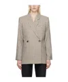 Anine Bing Kaia Check-pattern Blazer In Gray