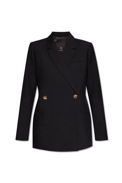 Anine Bing Notched-lapel Double-breasted Blazer In Black