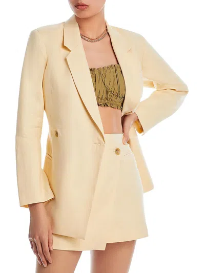 Anine Bing Kaia Womens Linen Office Two-button Blazer In Gold