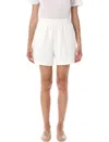 Anine Bing Fleece Shorts With Elastic Waistband And Side Pockets In White