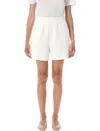 Anine Bing Fleece Shorts With Elastic Waistband And Side Pockets In White