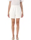 Anine Bing Fleece Shorts With Elastic Waistband And Side Pockets In White