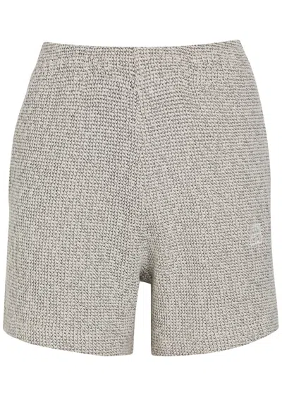 Anine Bing Kam Marled Cotton-blend Shorts In Gray