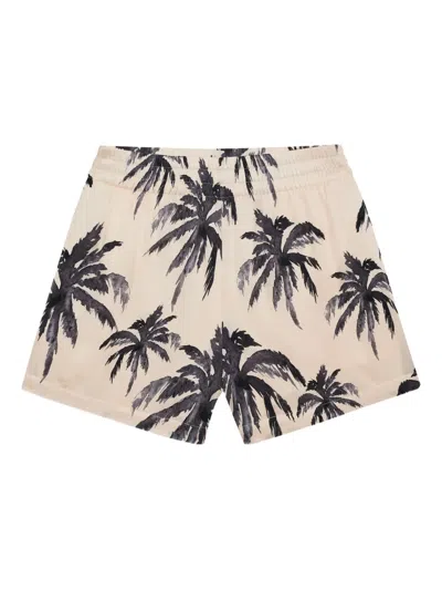 Anine Bing Kam Palm-print Shorts In White