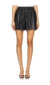 Anine Bing High-rise Vegan Leather Shorts With Elastic Waistband In Black