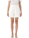 Anine Bing Fleece Shorts With Elastic Waistband And Side Pockets In White