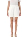 Anine Bing Fleece Shorts With Elastic Waistband And Side Pockets In White