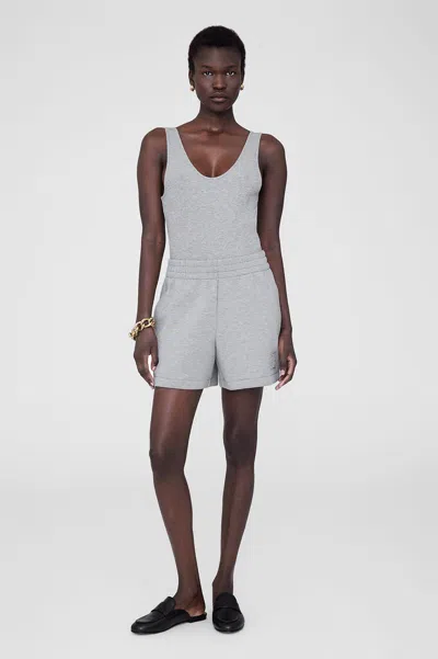 Anine Bing Kam Short Framed Monogram In Heather Grey