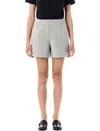 Anine Bing Framed Monogram Kam Shorts With Tailored Fit In Grey