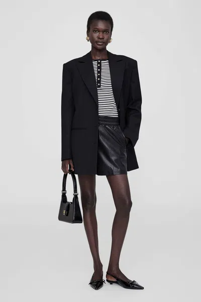 Anine Bing Kam Short In Black Vegan Leather