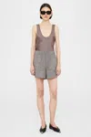 Anine Bing Womens Brown Plaid Kam Elasticated-waist Linen Shorts In Brown