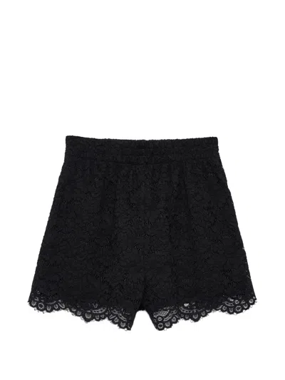 Anine Bing Elastic Waistband Lace Shorts In Black