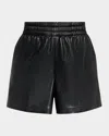 Anine Bing High-rise Vegan Leather Shorts With Elastic Waistband In Black