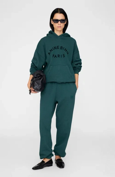 Anine Bing Karter Jogger Framed Monogram Sweatpants In Blue