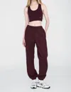Anine Bing Karter Pull Over Jogger In Dark Burgandy In Brown
