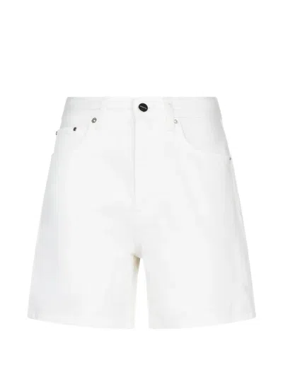 Anine Bing Kat Logo-patch Denim Shorts In White