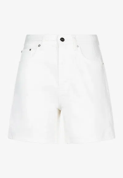 Anine Bing Kat Mini Denim Shorts In White