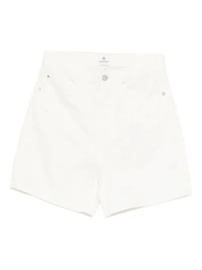 Anine Bing Kat Thigh-length Denim Shorts In Neutral