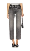 Anine Bing Kate Mid Rise Denim Straight Jeans In Steel Grey