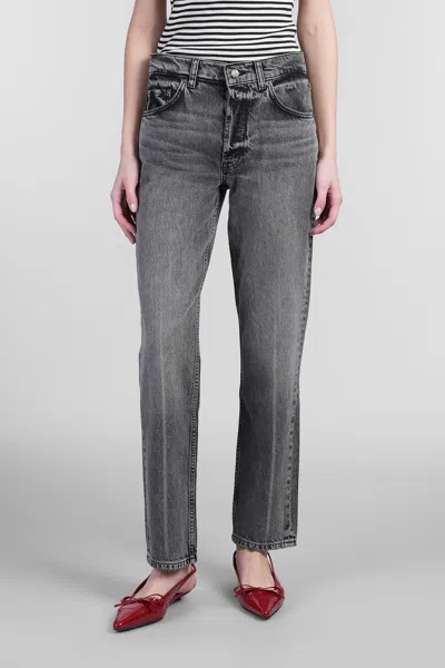 Anine Bing Kate Mid Rise Denim Straight Jeans In Grey