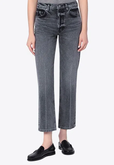 Anine Bing Kate Mid-rise Straight-leg Jeans In Gray