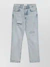 Anine Bing Kate Straight-leg Ripped Jeans In Blue