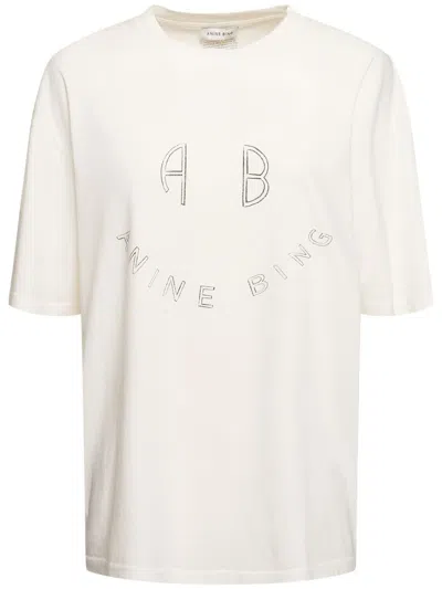 Anine Bing Kent Smiley T-shirt Woman Ivory In Cotton In Neutral