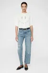Anine Bing Benson Jean In Repair Indigo In Ivory
