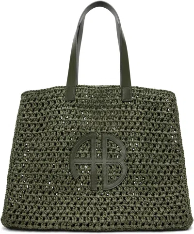 Anine Bing Khaki Large Rio Tote In Green