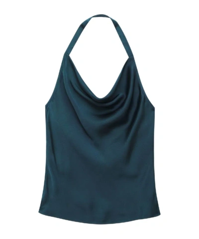 Anine Bing Kia Silk Cowl-neck Top In Blue
