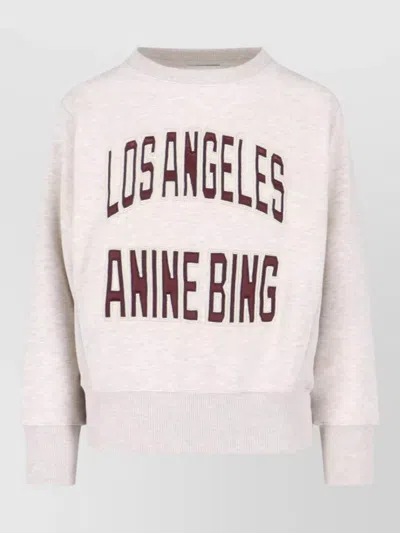 Anine Bing Knit Crew Neck Sweatshirt Ribbed Cuffs Hem In Pink