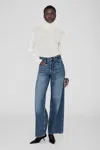 Anine Bing Manon Jeans Washed Blue In Ivory