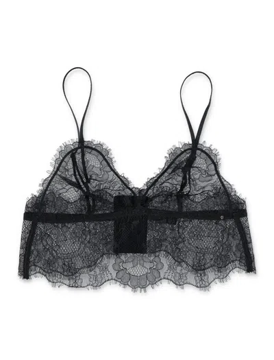 Anine Bing Sheer Lace Bralette Adjustable Straps In Black