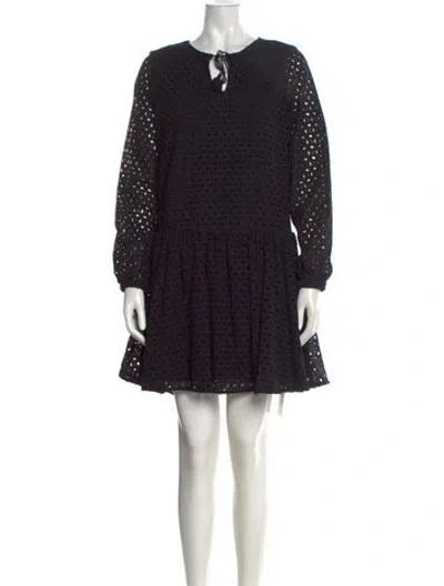 Pre-owned Anine Bing Lace Pattern Mini Dress In Black