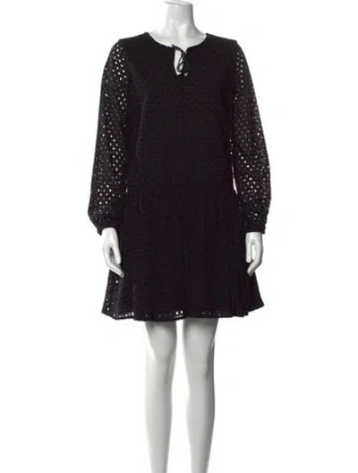 Pre-owned Anine Bing Lace Pattern Mini Dress In Black