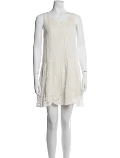 Pre-owned Anine Bing Lace Pattern Mini Dress In Neutrals/white